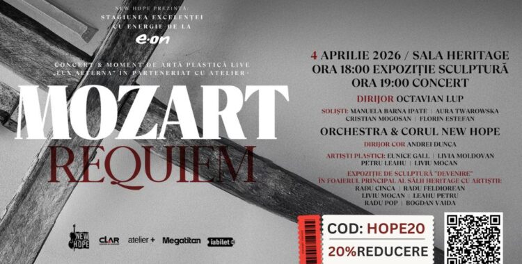„Mozart – Requiem” răsună în Sala Héritage din Cluj-Napoca, pe 4 aprilie