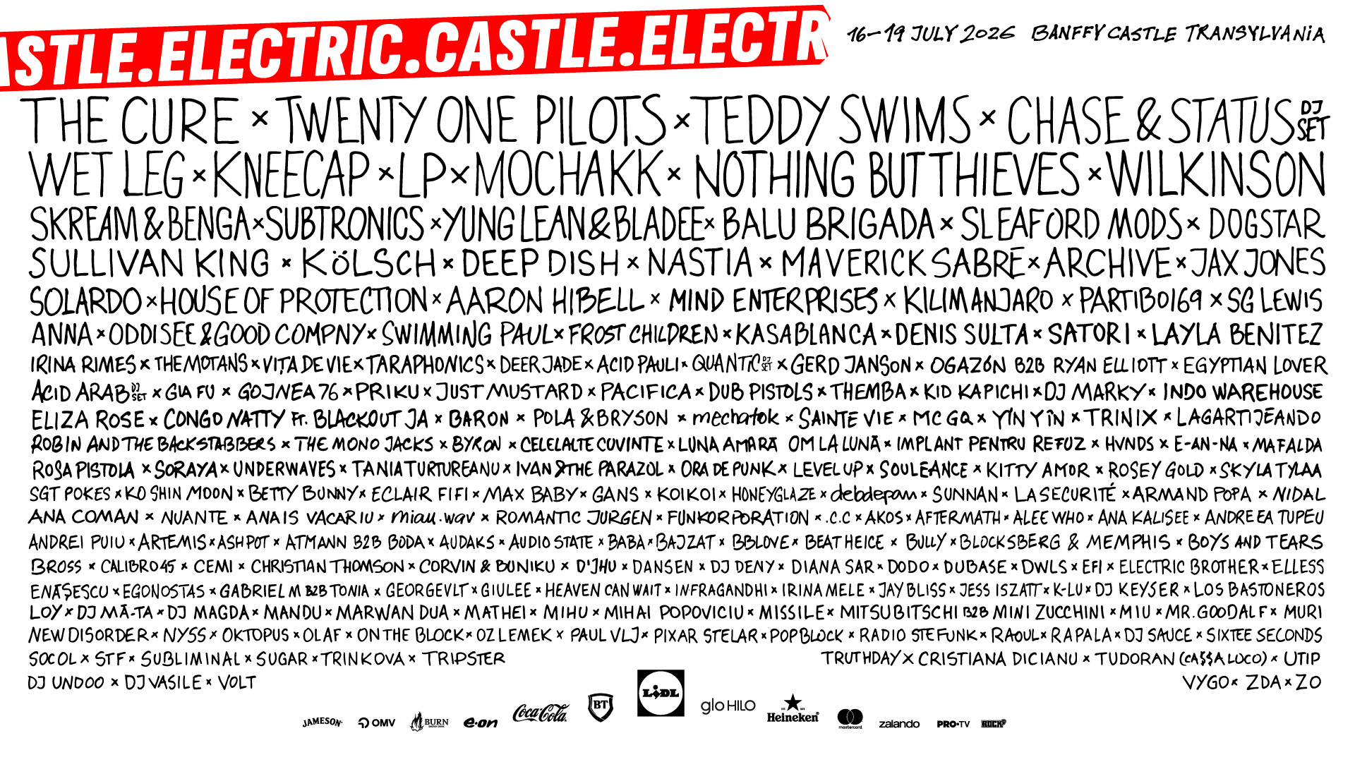 Lineup complet pentru Electric Castle 2026: The Cure, twenty one pilots, Teddy Swims, Wet Leg, Kneecap și alte zeci de nume pregătite să facă senzație la castel