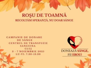Donează sânge, fii erou! Campanie de donare de sânge, la Cluj-Napoca, între 3-7 noiembrie