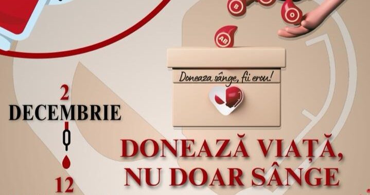 „Donează viață, nu doar sânge!”. Campanie de donare de sânge, la Cluj-Napoca, între 2-12 decembrie 2025